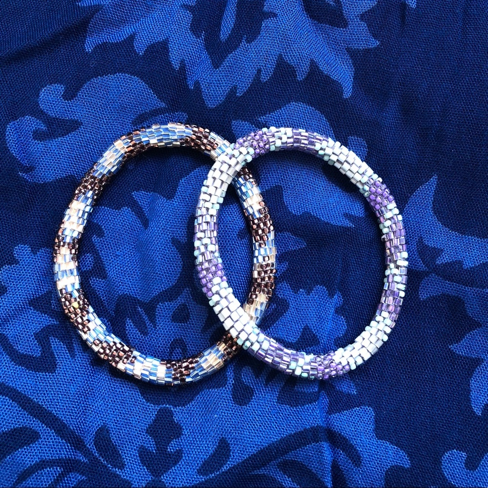 Beaded Lilly and Laura bracelets, set of 2